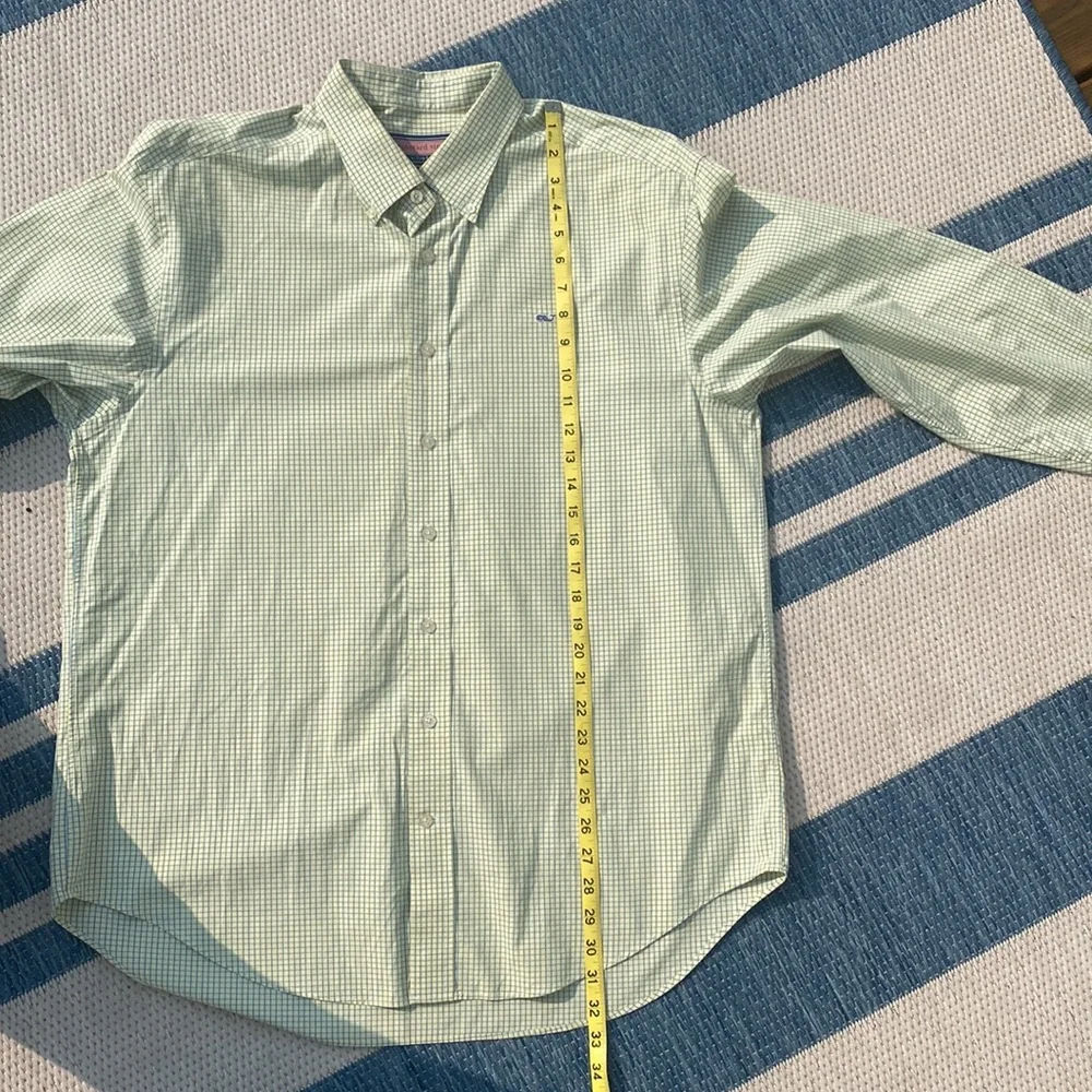 vineyard vines blue/green over pale yellow check logo Button-down Tall! - Picture 7 of 12